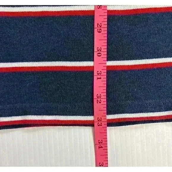 Tommy Hilfiger Mens XXL Custom Fit Polo Shirt Blue Red White Stripe Short Sleeve - Picture 2 of 7